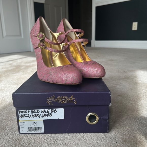 Hale Bob Rosy Mary Jane Pink and Gold Heels-Size 10 - Picture 7 of 7
